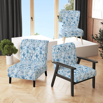 Arctic Breeze Blue Daisy - Cottage Accent Slipper Chair
